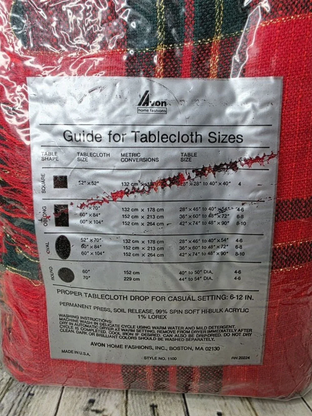 VTG 80s Festive Festival Tartan Plaid Tablecloth 60 x 104 In Oblong Christmas